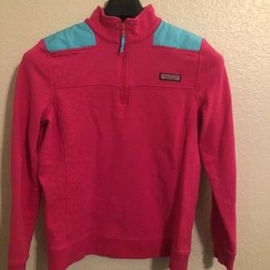 Vineyard Vines Shep Shirt Medium Pink blue 1/4 zip
